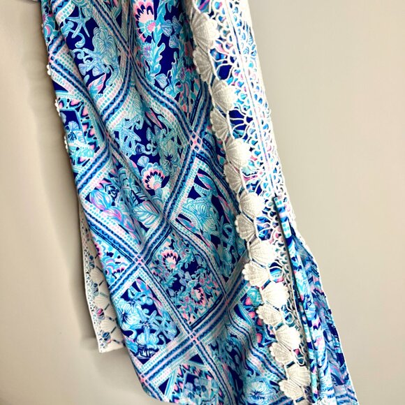 Lilly Pulitzer Blanca Stretch Romper in Zanzibar Blue Vacation Resortwear Sz 4 - Picture 5 of 7